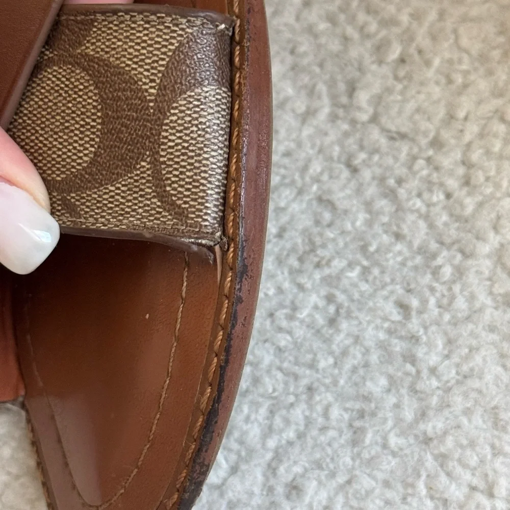 Coach Brown and Tan Slide Sandals | 8B - Picture 3 of 8